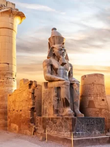 Ancient Egyptian temple columns and archaeological monuments in Egypt
