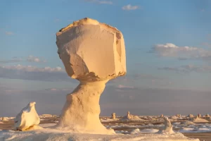 Sculptural white chalk rock formations in Egypt's White Desert National Park